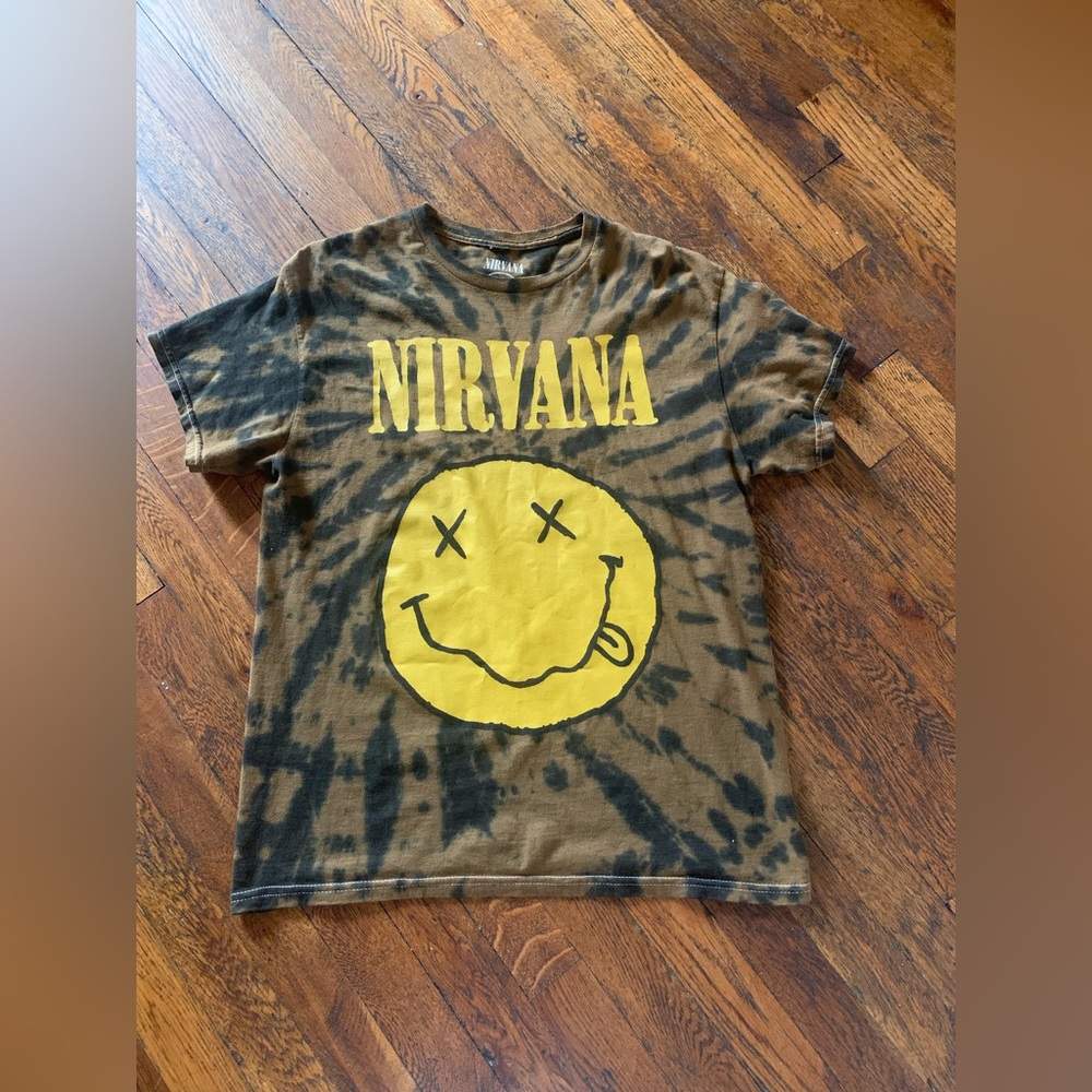 NIRVANA Brown and Yellow Tie-Dye Short Sleeve Tee